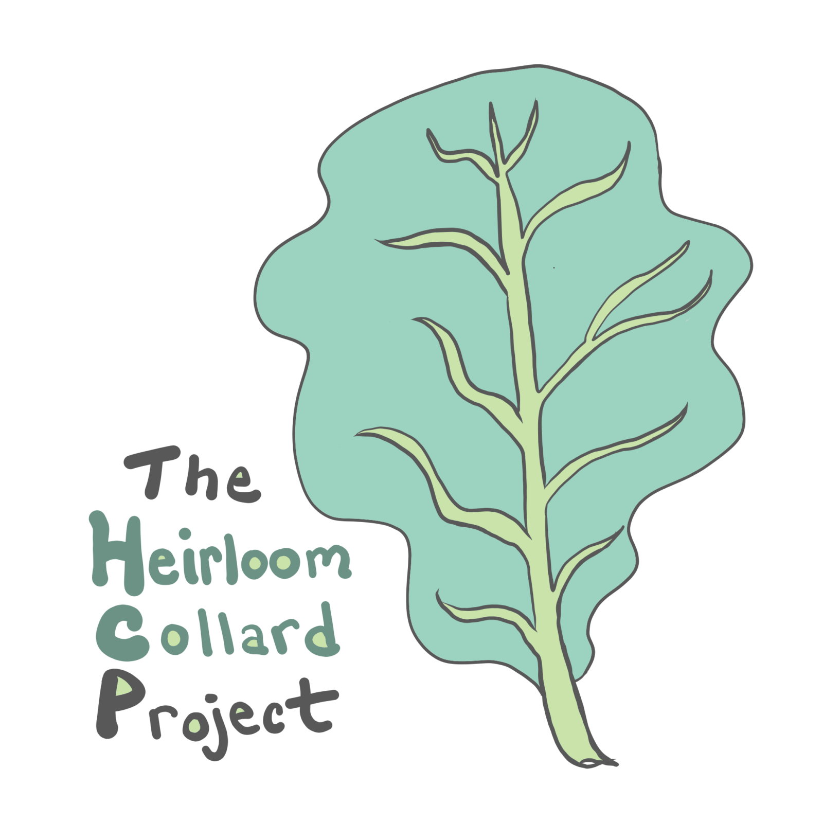 Illustrated collard leaf with the words 