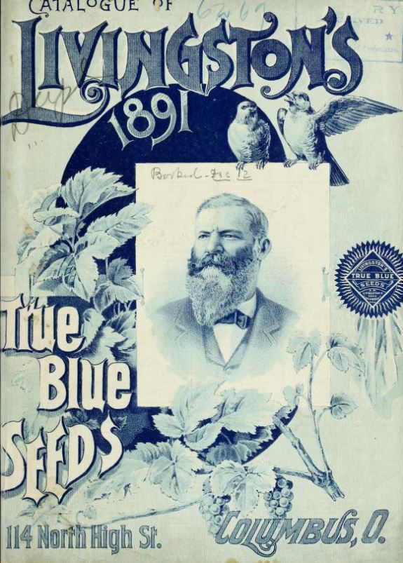 Text reads, "Livingston's 1891 True Blue Seeds."