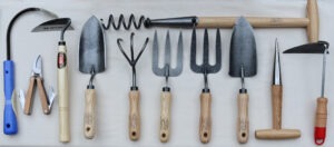 An array of many different garden tools