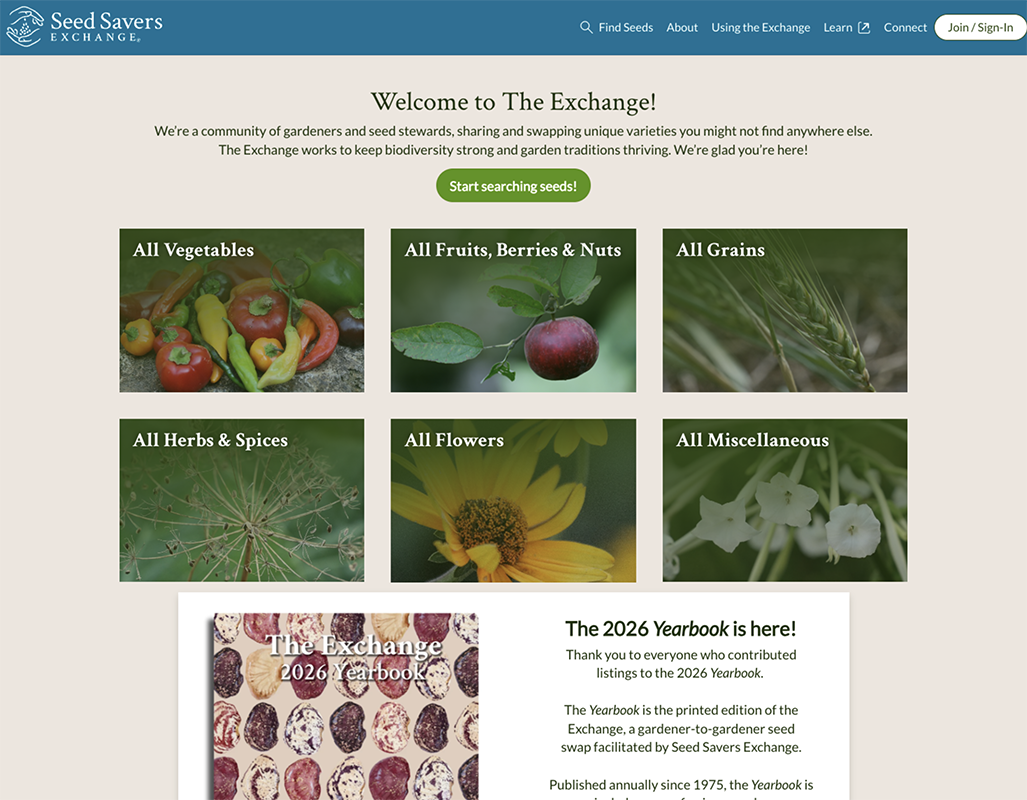 The homepage of the Exchange website